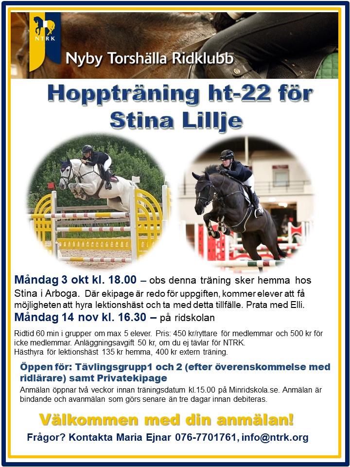 Hoppträning Stina Lillje ht-22 NY