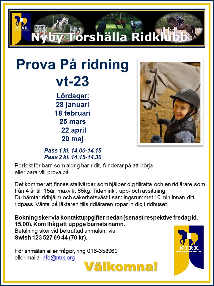 Prova på ridningsanslag vt-23