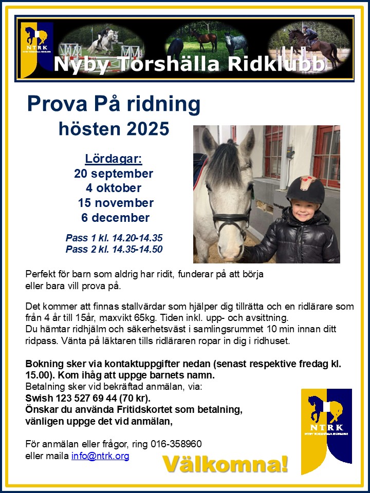 Prova på ridningsanslag ht-25